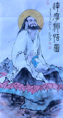 段修忠作品《达摩神悟图》