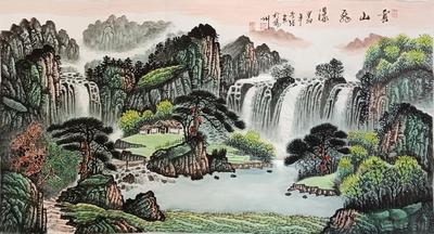 李强作品《云山飞瀑》1